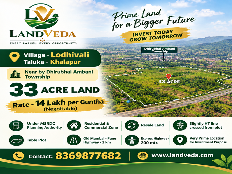 🏞️ 33 ACRE PRIME LAND FOR SALE | LODHIVALI, KHALAPUR 🏞️